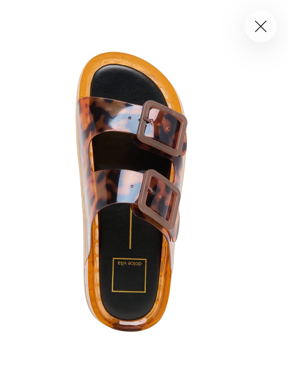 Dolce Vita Clear Tortoiseshell Double-Buckle Slide Sandal - Amber Brown
